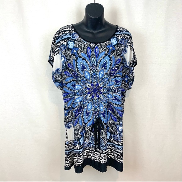 Dressbarn medallion BoHo Top cinched waist , size medium - Picture 5 of 8